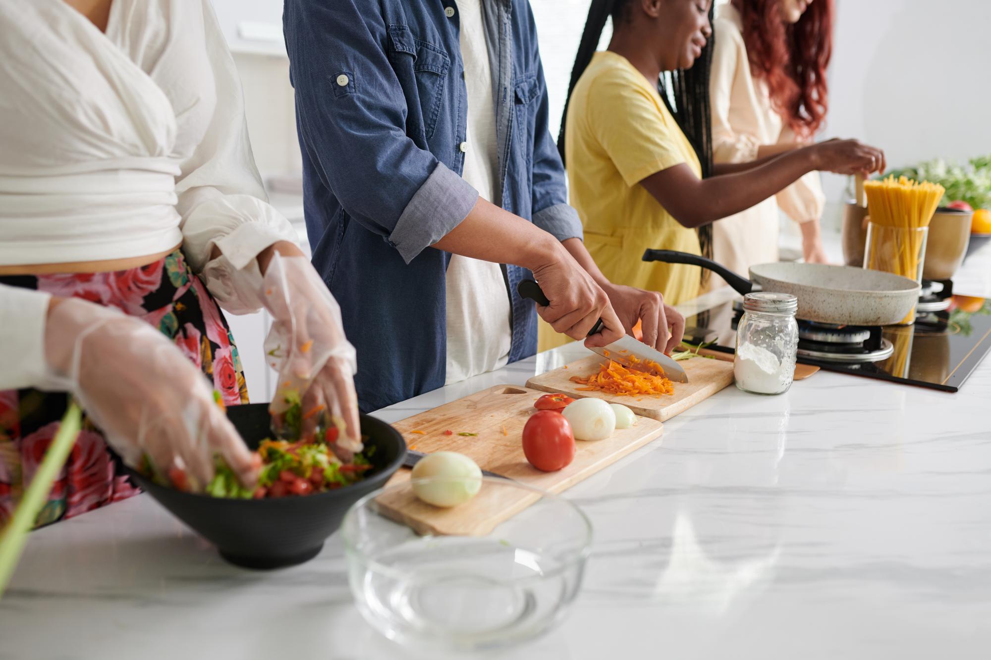 small group class in a kitchen studio